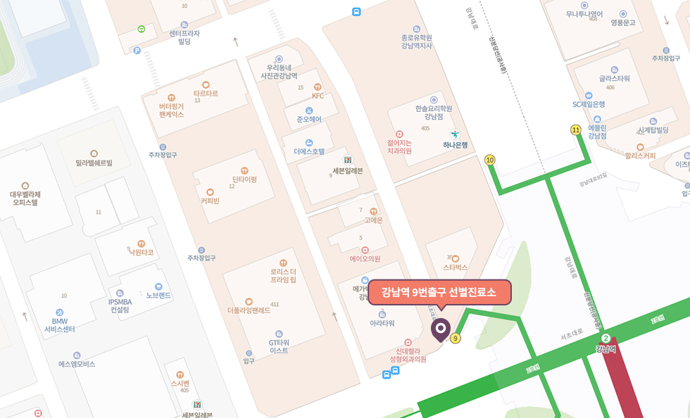 강남역 9번출구 지도