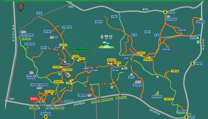 우면산 등산 안내도