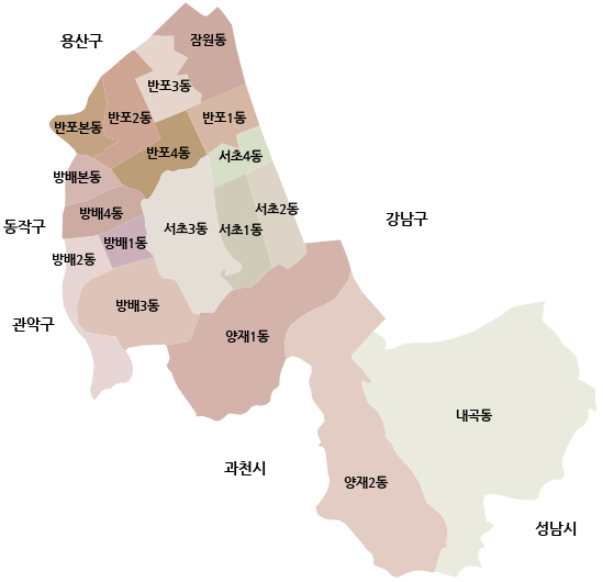 서초구 행정구역 지도