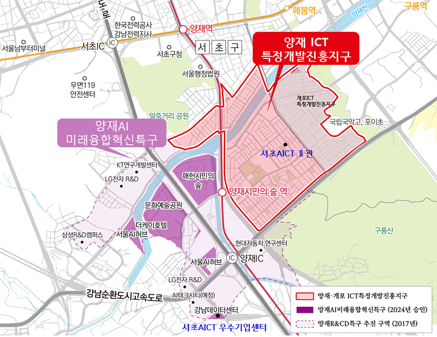 서초AICT 위치 및 주요시설 자세한 위치는 하단 표 참조