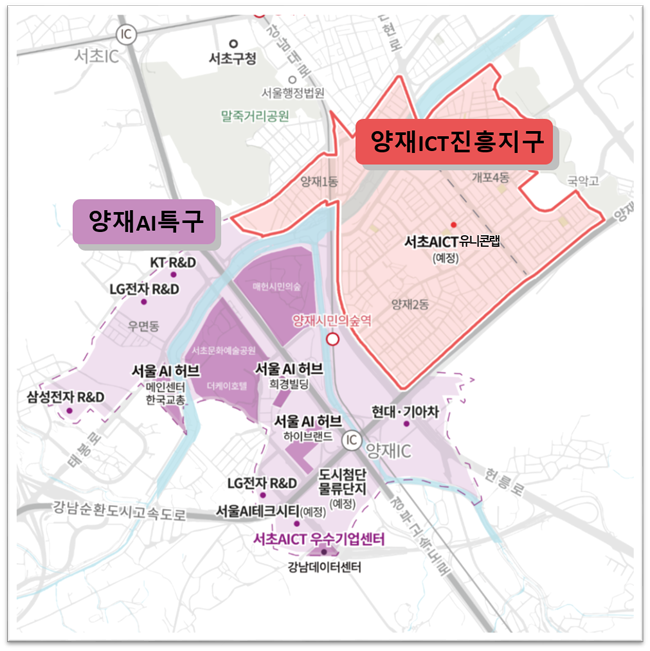 서초AICT 위치 및 주요시설 자세한 위치는 하단 표 참조