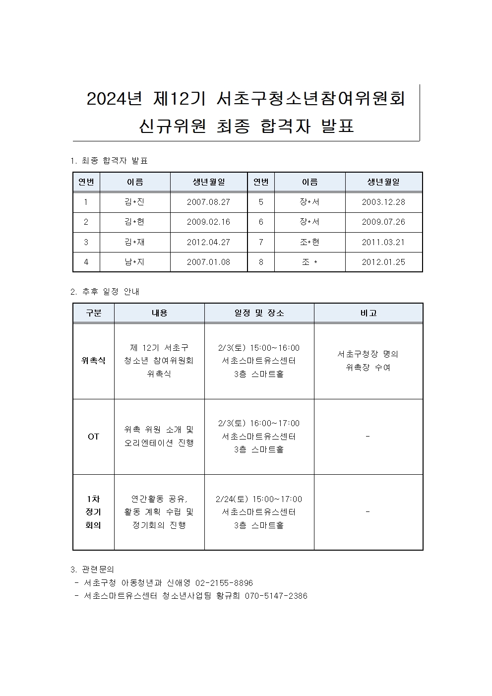 제12기 서초구 청소년참여위원회 최종 합격자 발표 안내.jpg