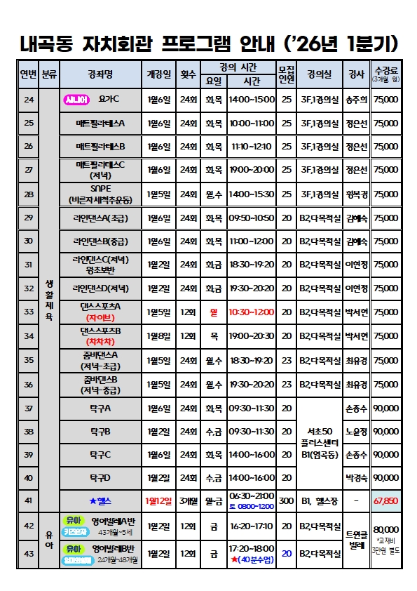2026년 1분기 내곡동 자치회관 프로그램 안내_최종003