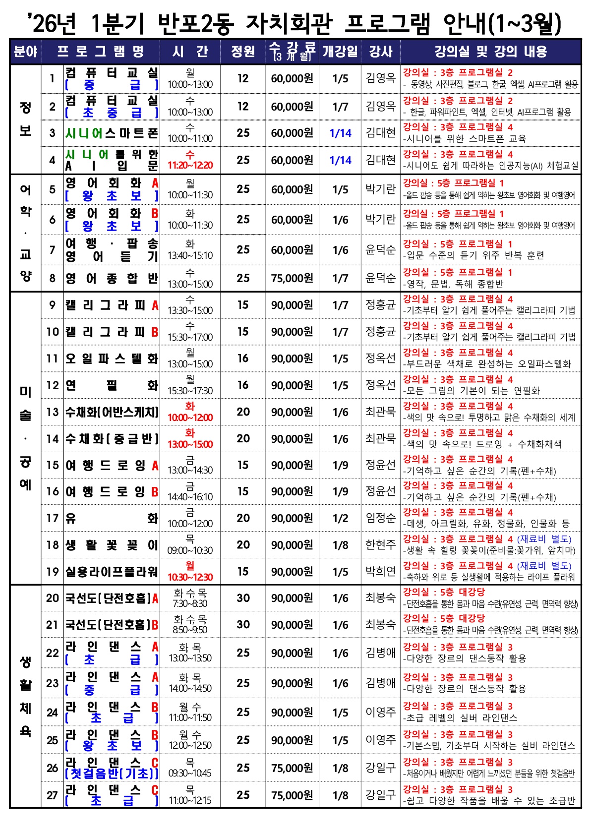 ☆★수강생 프로그램 안내(2026년 1분기)_1