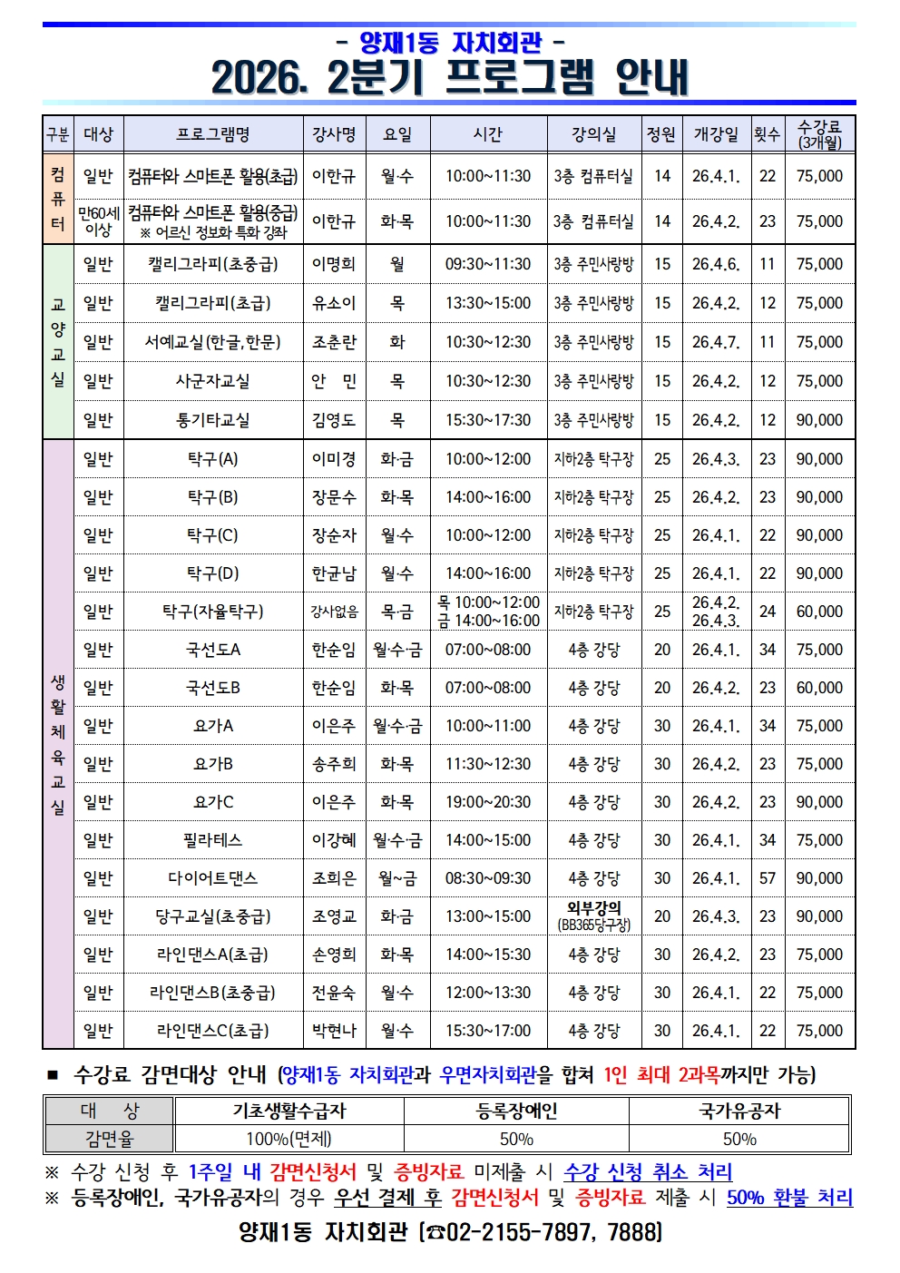 ■2026.00.00. 2026 2분기 자치회관 프로그램 모집 안내문002