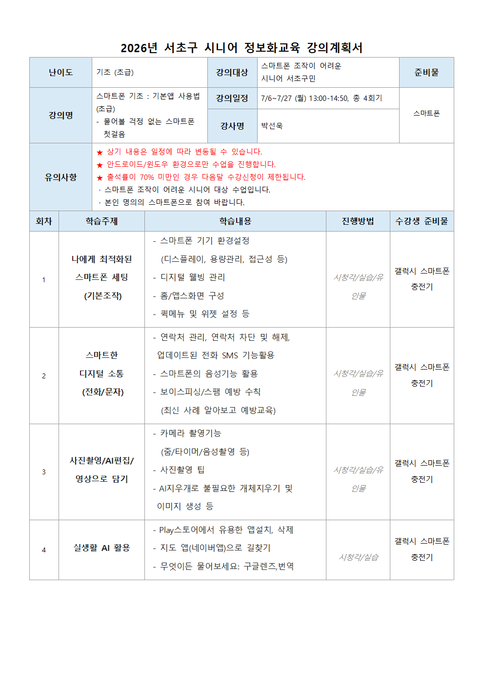 기본앱사용법 초급 박선욱
