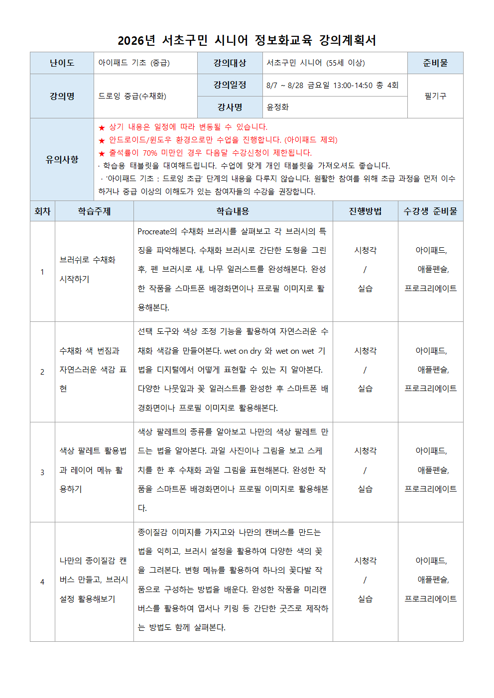아이패드 수채화